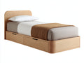 Einzelbett Holzwerkstoff 210x100x115 cm - Naturholz - Modernes Einzelbett mit 2 Schubladen und abgerundetem Kopfteil