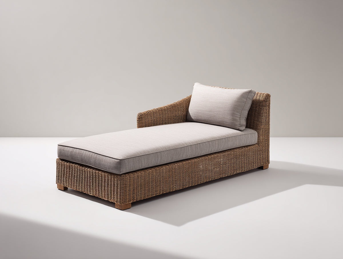 Sonnenliege aus Polyrattan mit Polsterauflage 200x80x75 cm - Braun-Beige - Modernes Outdoor-Design