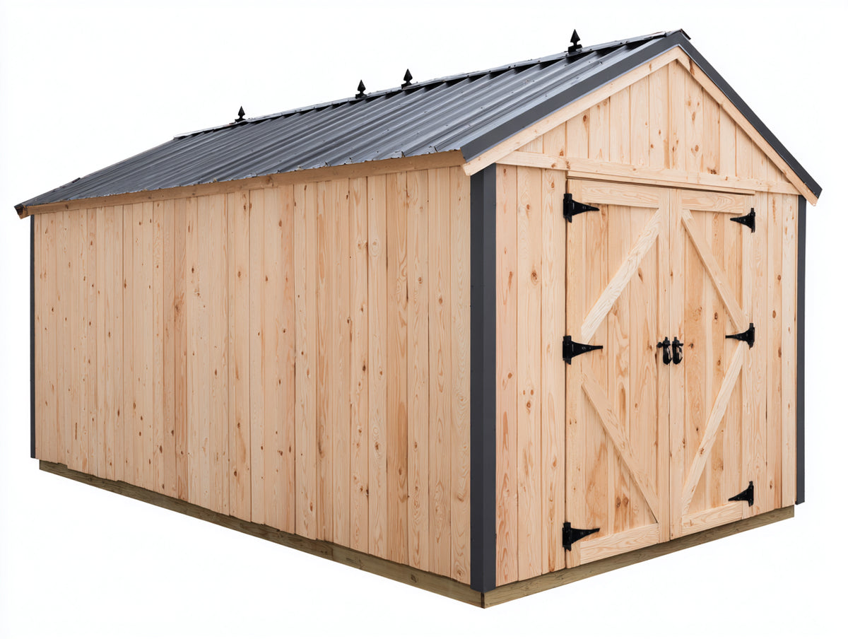 Gartenhäuser aus Holz und Metall 240x180x220 cm - Natur-Anthrazit - mit Doppeltür und Satteldach im rustikalen Stil