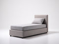 Einzelbett Stoff 210x100x115 cm - Hellgrau - Modernes Einzelbett mit gepolstertem Kopfteil und schlichtem Rahmen