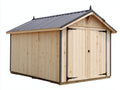 Gartenhäuser aus Holz 230 x 185 x 220 cm - Naturholz-Anthrazit - klassisches Design mit 2 Flügeltüren und Satteldach
