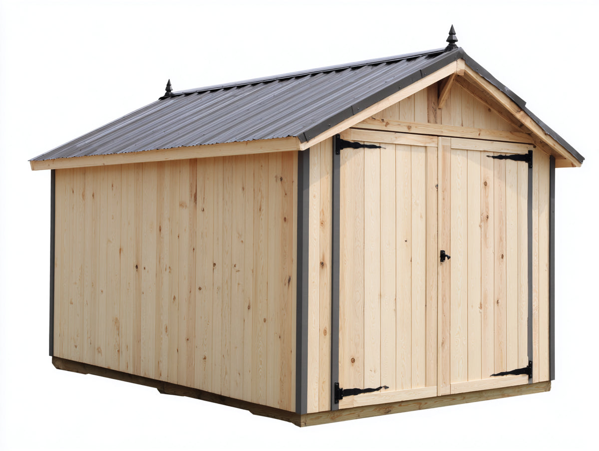 Gartenhäuser aus Holz 230 x 185 x 220 cm - Naturholz-Anthrazit - klassisches Design mit 2 Flügeltüren und Satteldach