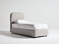 Einzelbett aus Holzwerkstoff und Stoff 200x100x105 cm - Beige - gepolstertes Kopfteil mit abgerundeten Ecken im modernen Stil