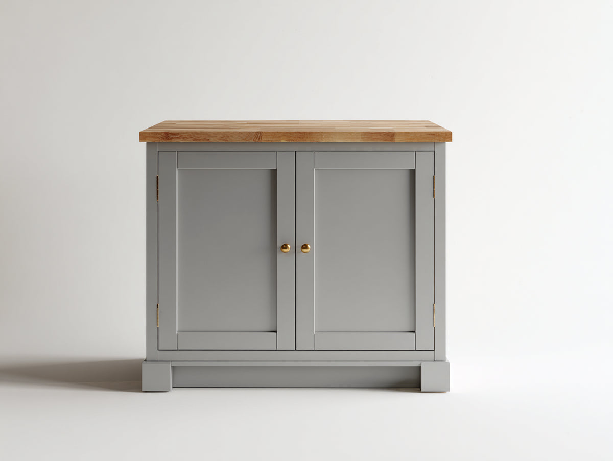Sideboards aus Holzwerkstoff 90x45x90 cm - Grau-Naturholz - Klassisches Design mit 2 Türen und Holzplatte