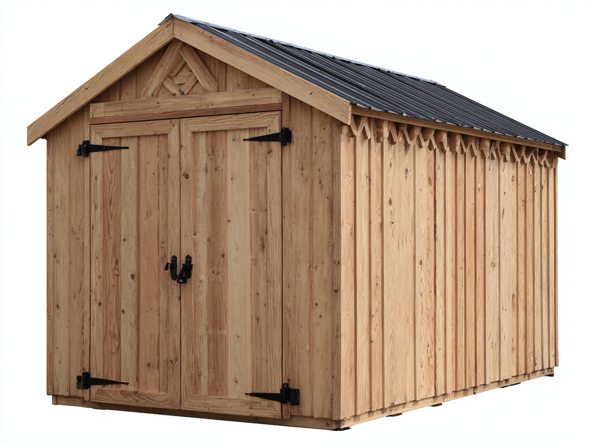 Gartenhaus Holz und Metall 260x200x225 cm - Naturholz und Anthrazit - Gartenhäuser mit Satteldach und Doppeltür