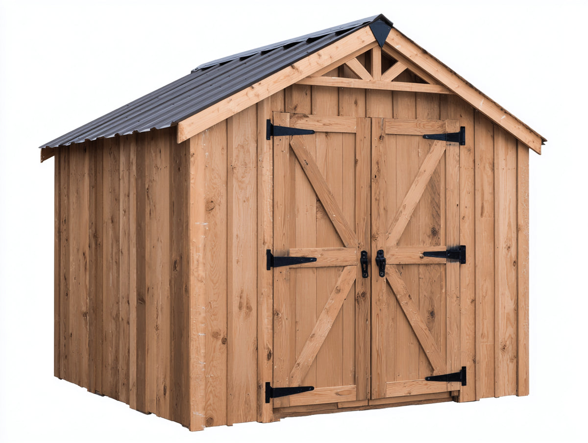 Gartenhäuser aus Holz 230 x 185 x 220 cm - Naturholz-Anthrazit - klassisches Design mit 2 Flügeltüren und Satteldach