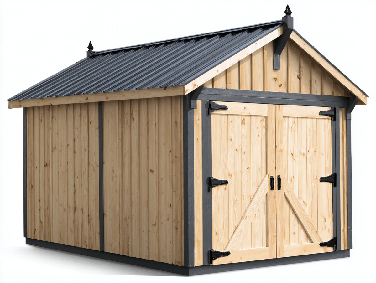 Gartenhäuser aus Holz 240x200x225 cm - Naturholz-Anthrazit - mit Doppeltür und Satteldach