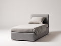 Einzelbett gepolstert 210 x 110 x 100 cm - Hellgrau - modernes Design mit gepolstertem Kopfteil