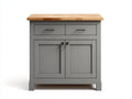 Sideboards aus Holzwerkstoff 90x45x95 cm - Grau-Naturholz - Klassisches Design mit 2 Türen und 2 Schubladen