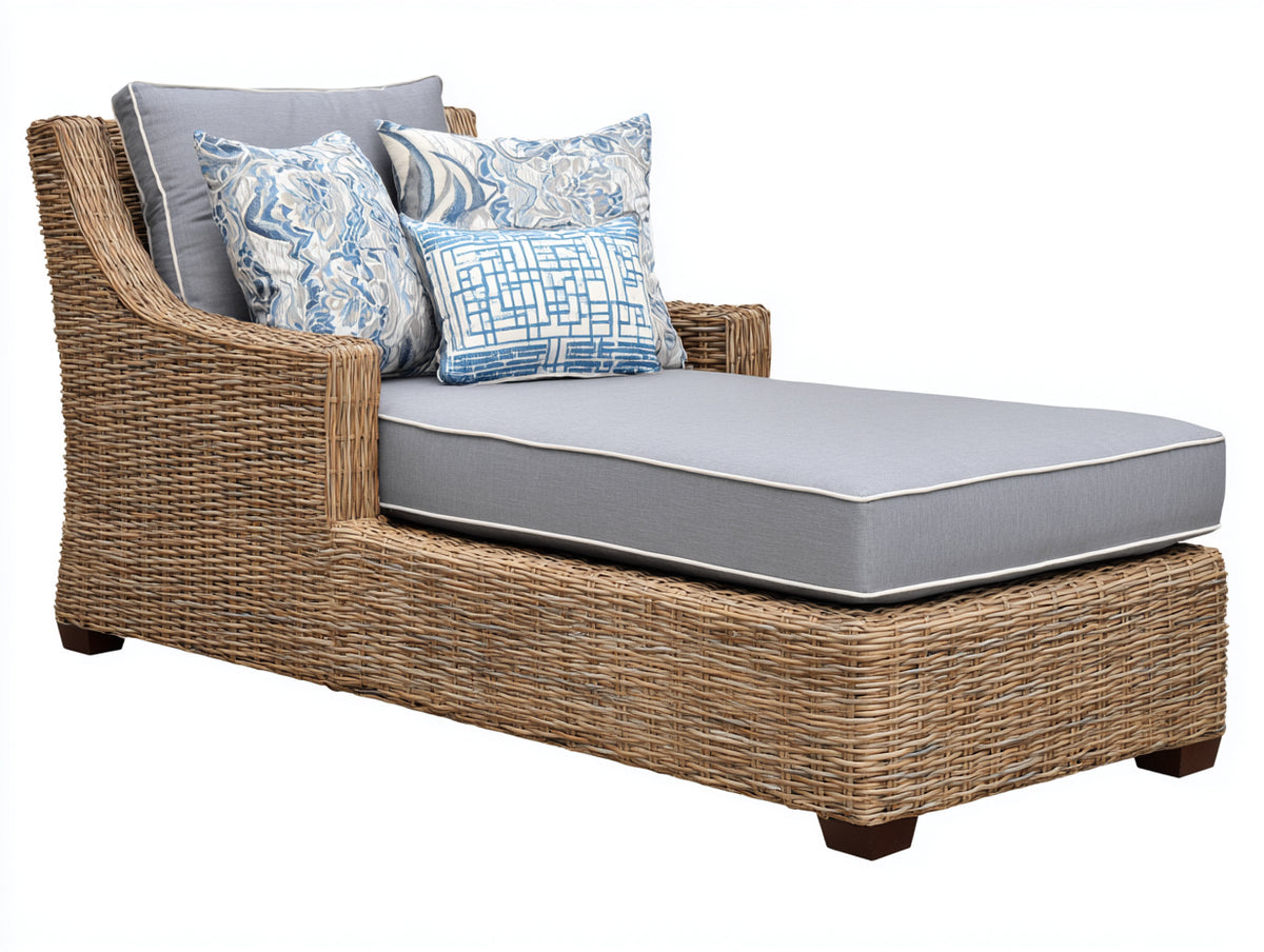 Sonnenliege aus Polyrattan 198 x 84 x 92 cm - Grau-Braun - klassisches Outdoor-Design