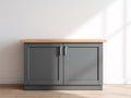 Sideboards Holzwerkstoff 120x40x80 cm - Anthrazit und Naturholz - Modernes Sideboard mit 2 Türen und Holzoptikplatte