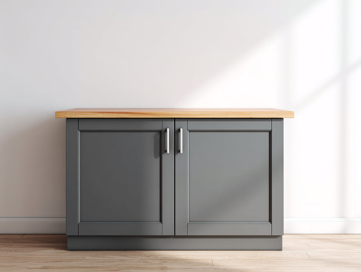 Sideboards Holzwerkstoff 120x40x80 cm - Anthrazit und Naturholz - Modernes Sideboard mit 2 Türen und Holzoptikplatte