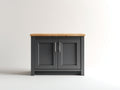 Sideboards aus Holzwerkstoff 100x40x85 cm - Anthrazit-Natur - 2 Türen mit Holzplatte im modernen Landhausstil
