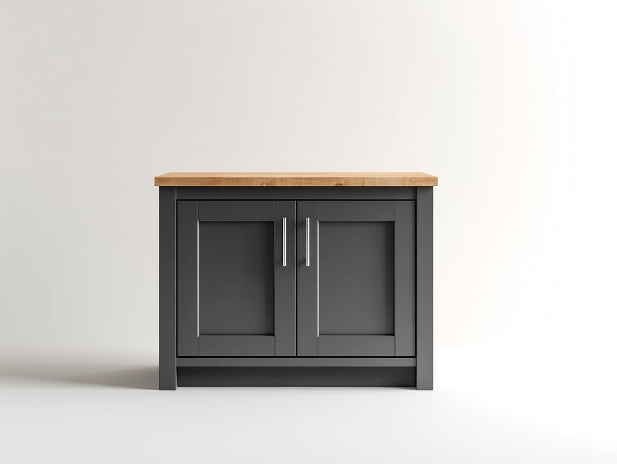 Sideboards aus Holzwerkstoff 100x40x85 cm - Anthrazit-Natur - 2 Türen mit Holzplatte im modernen Landhausstil