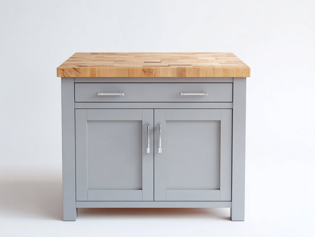 Sideboards aus Holzwerkstoff 105 x 45 x 90 cm - Hellgrau-Naturholz - klassisches Design mit 2 Türen und 1 Schublade