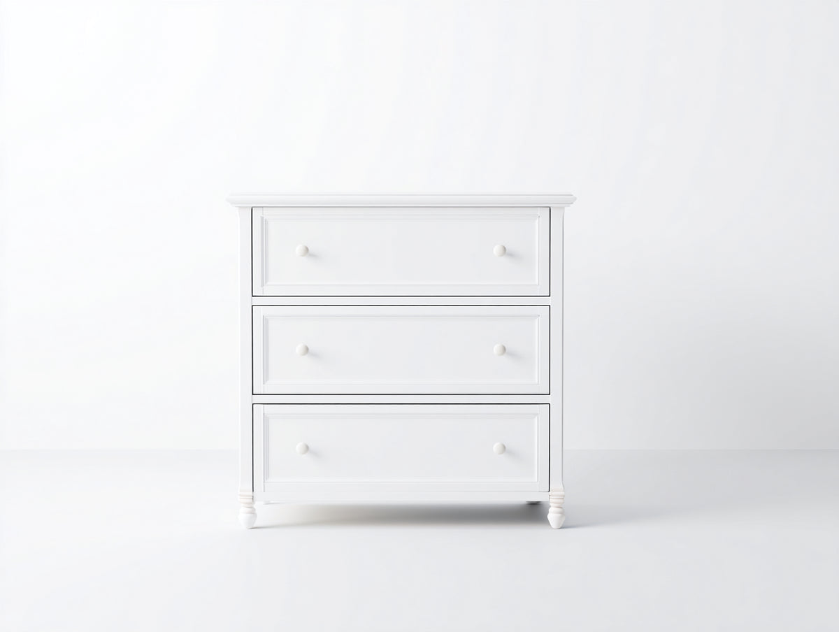Kommode mit Schubladen aus Holzwerkstoff 90x45x95 cm - Weiß - 3 Schubladen im klassischen Stil